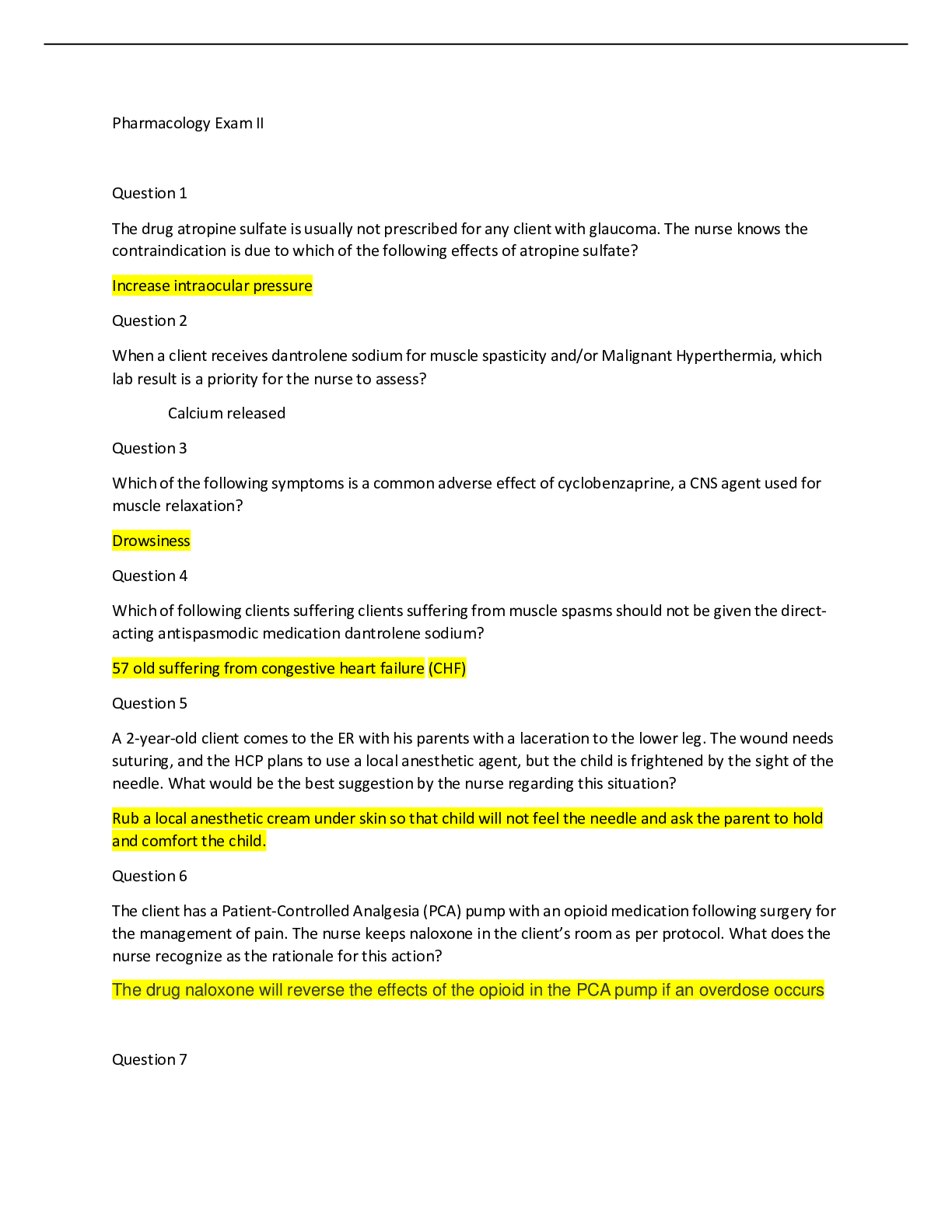 Preview image of Pharmacology Exam II document